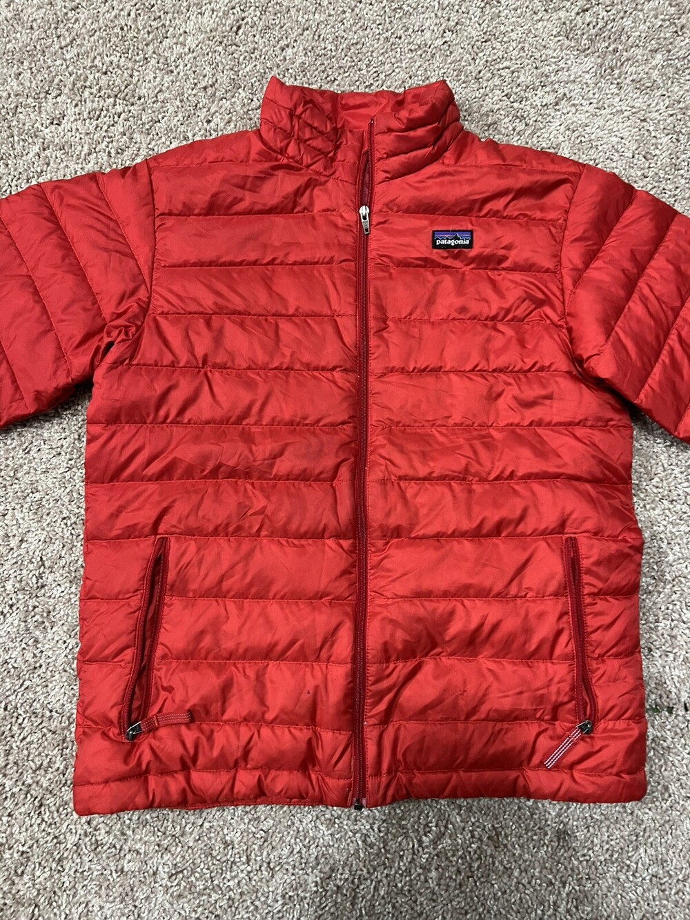 Patagonia Kids Puffer Jacket Boys Large (12) Red Jacket
